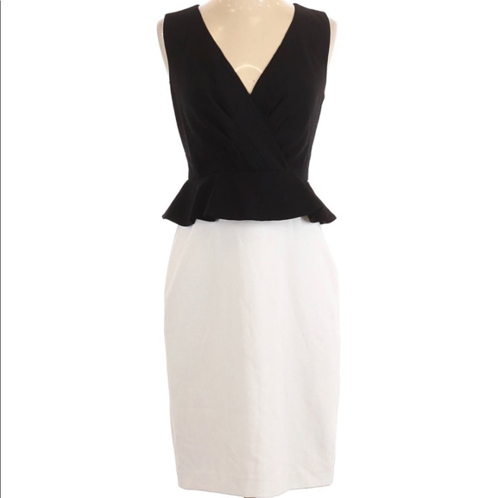 Ann Taylor Black and White Peplum Cocktail Dress
